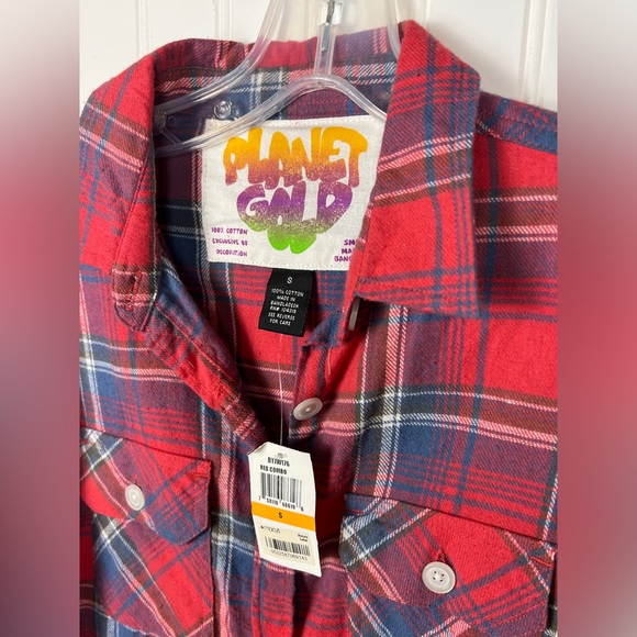 Planet Gold Red Flannel - Small - NWT - Picture 3 of 6